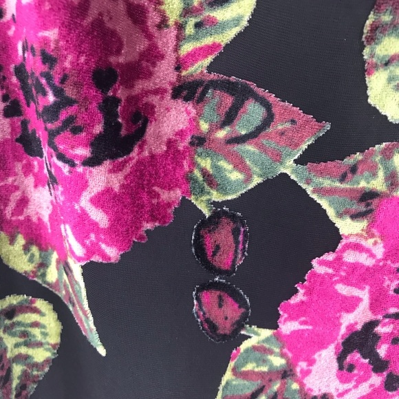 Mi Ami Mini Sundress Black Pink Velveteen Flowers Strappy lined #A9 - Picture 5 of 9